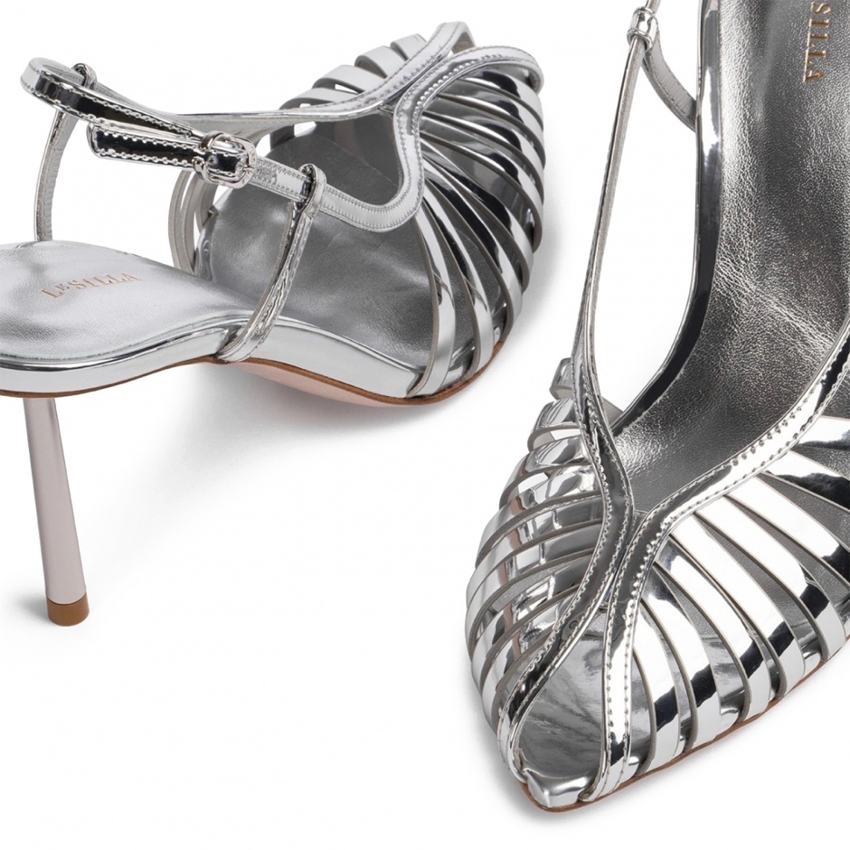 Le Silla Дамски сребърни сандали CAGE - изглед 4