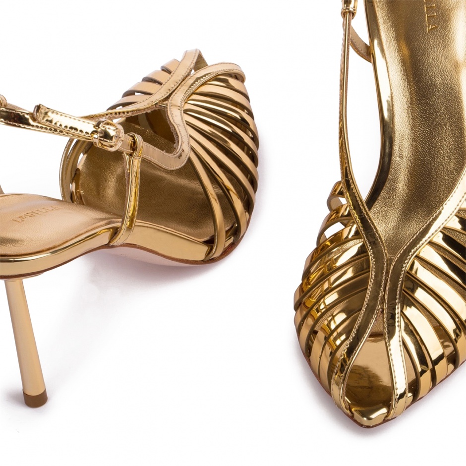 Le Silla Дамски златни сандали CAGE - изглед 4