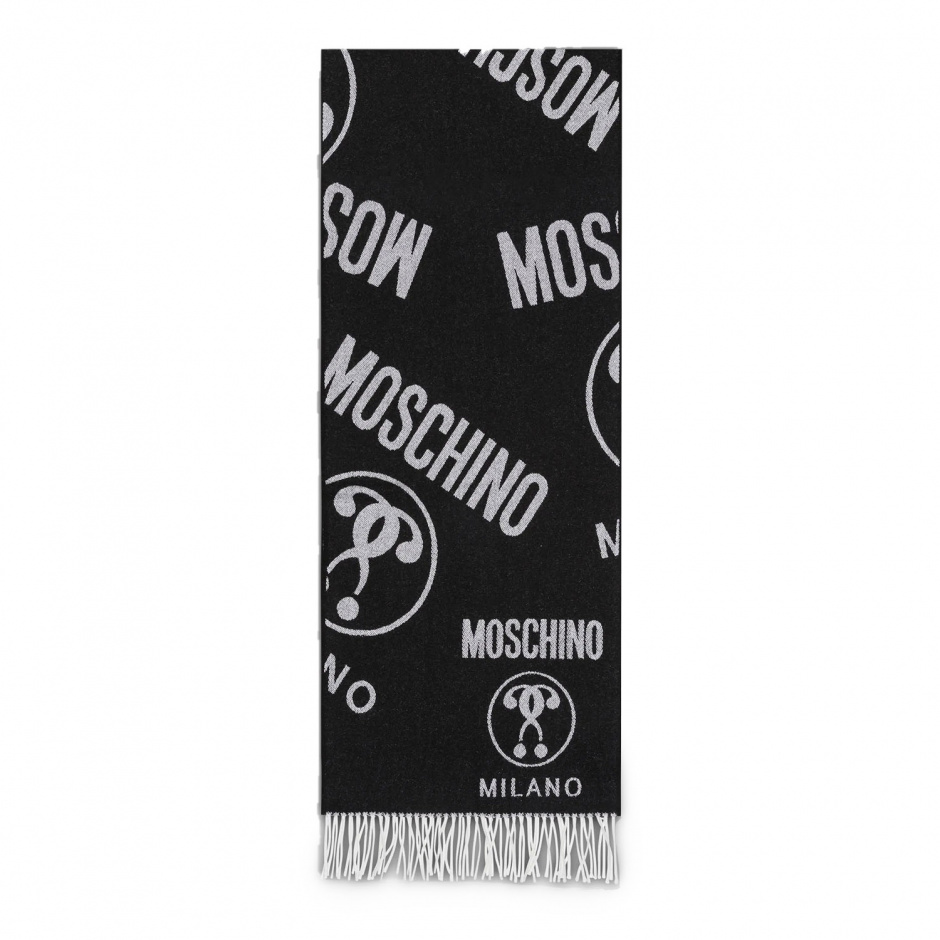 MOSCHINO Вълнен шал с лого - изглед 4