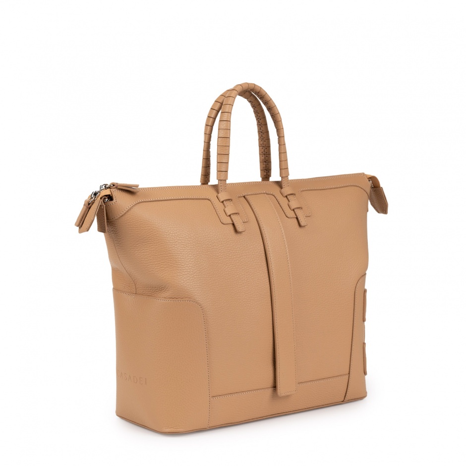 Casadei Дамска бежова кожена чанта C-STYLE - изглед 2
