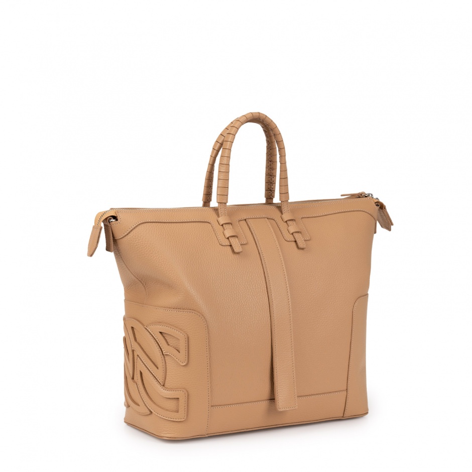 Casadei Дамска бежова кожена чанта C-STYLE - изглед 3