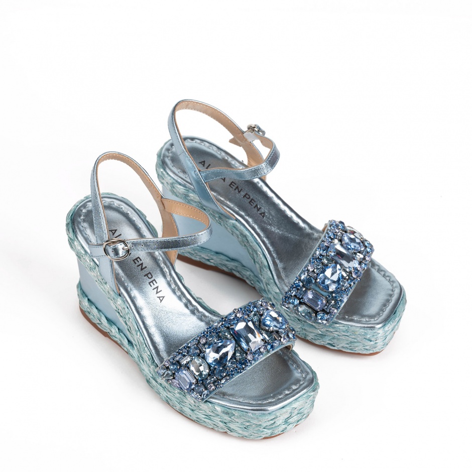 Alma En Pena Дамски сини сандали с платформа - изглед 2